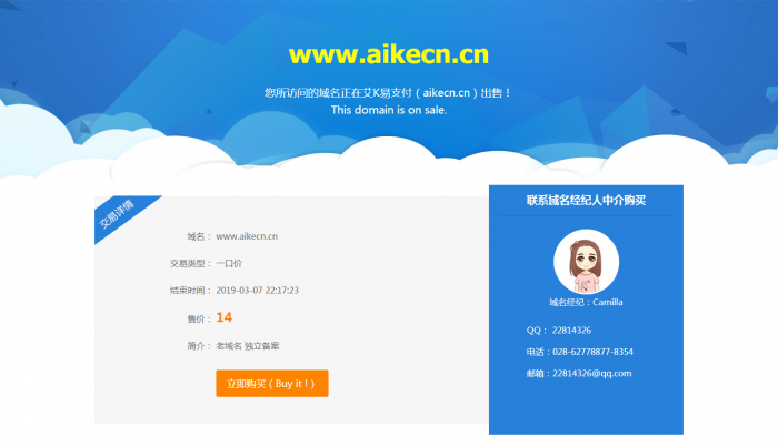 非常好看的网站域名出售页模板-书宇源码网