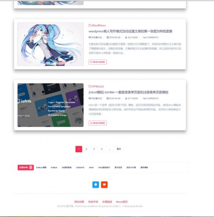 wordpress响应式猫可喵lolimeow,可做个人博客主题模板-书宇源码网