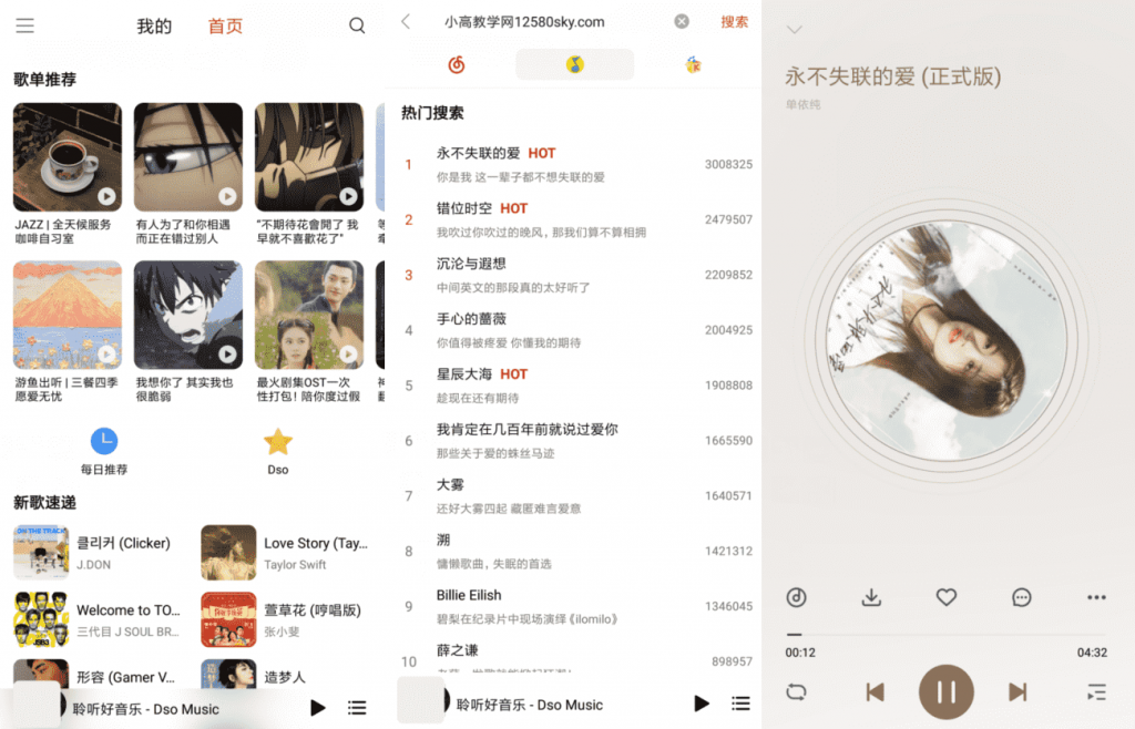Dso Music_v3.7.0 酷我/网易/QQ音乐三平台-书宇源码网