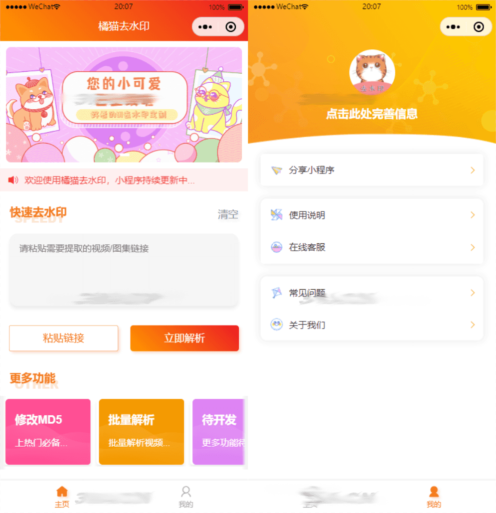 D1027 橘猫自定义接口PHP后端去水印小程序源码带部署教程pdf-书宇源码网